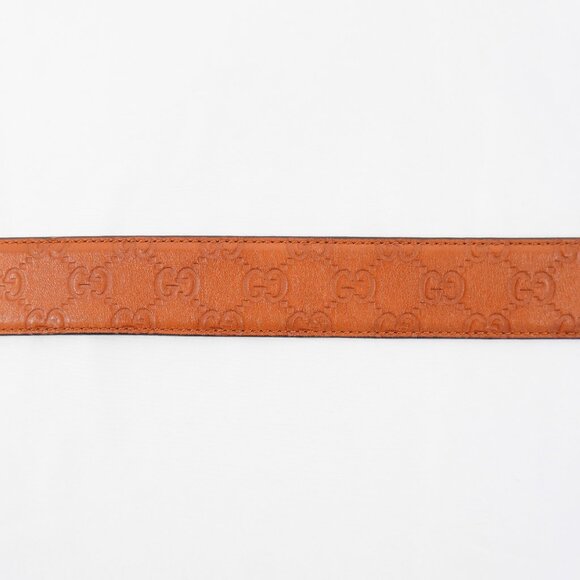 Gucci GG Monogram Leather Belt In Dark Orange Men's Size 95/38 - Preowned - Picture 4 of 12